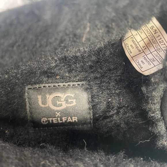 UGG x Telfar Black Leather Shearling‎ Lined Moccasin Slippers Shoes - Picture 5 of 7